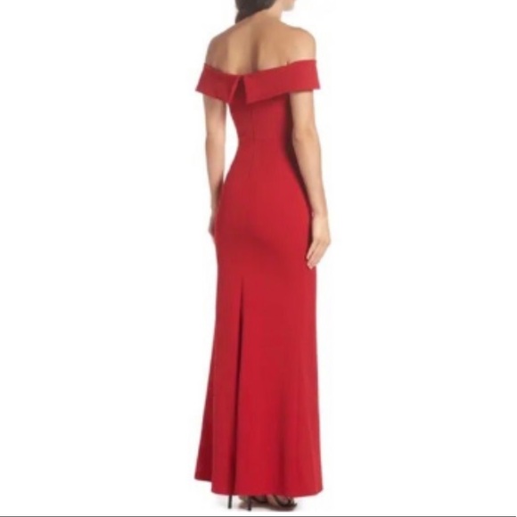 Lulus Aveline Crepe gown bright red off shoulder dress XL - Picture 2 of 9